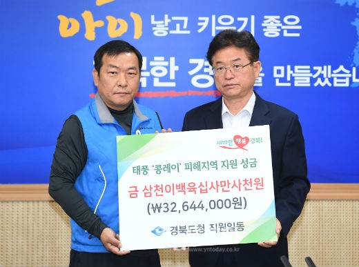 경북도청 공무원, 태풍 피해 복구 성금 3천3백여만원 전달