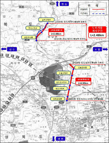 국도35호선(영천-삼창) 조기개통 위치도